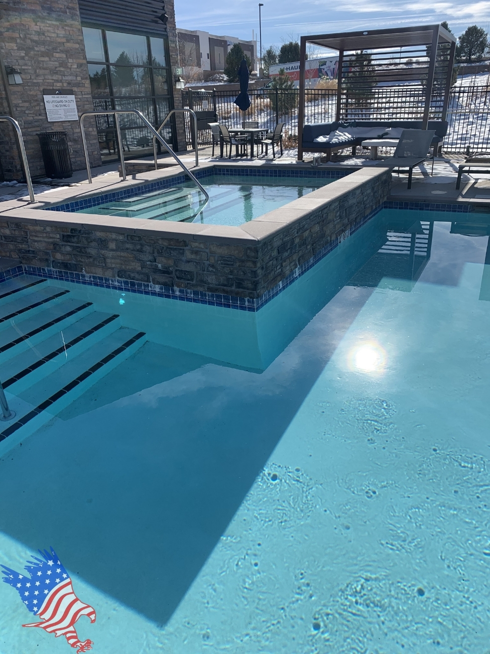 Commercial pool serviced by Patriot Pool and Spa